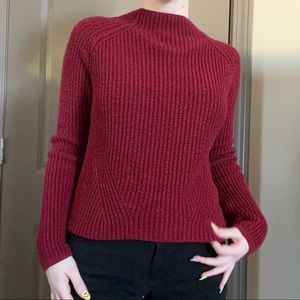 Red mock neck knit sweater